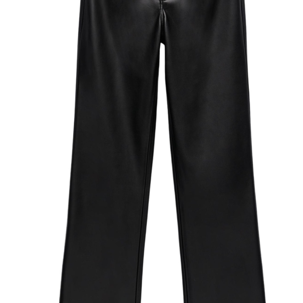 Zara Black Leather-Style Trousers